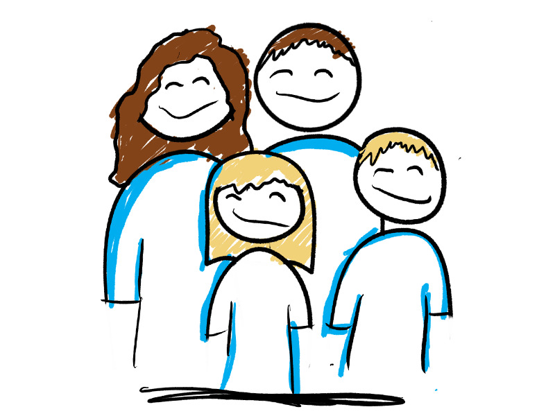 hand drawn picture of a family