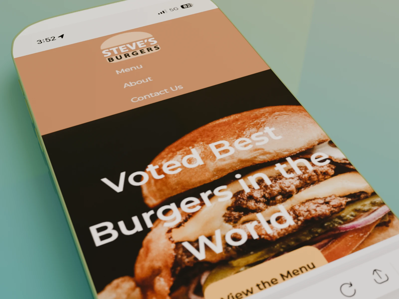 screen shot of mobile website menu